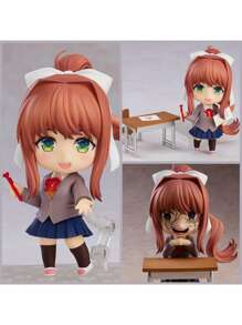 Doki Doki Literature Club! Anime Character Cute Girl Action Figure Models, Approx. 18CM Height, Monika, Sayori, Natsuki, Yuri Figurines, Anime Desktop Decor Collectibles, Doki Doki Literature Club Merchandise (Transparent Or White Base Randomly Included) - Multicolor - View 9
