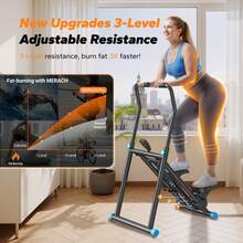 MERACH New Version Vertical Climber Machine For Full-Body Workout Equipment, Stair Stepper For Home Gym Exercise, Compact Folding Cardio Exercise Climber With Extended Step Range, Adjustable Handlebar & Pedals - màu đen - Xem 3