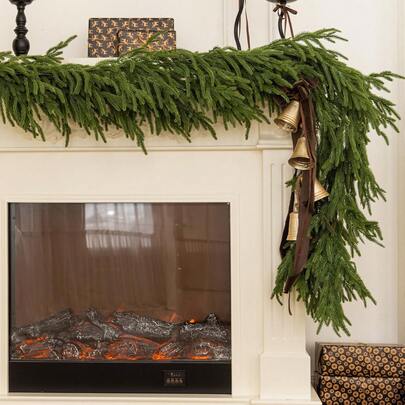 Christmas Dector Home Gift Artificial Norfolk Pine Garlands, Real Touch Winter Pine Garland, Green Artificial Greenery Garland For Table, Mantle, Wall, Indoor, Outdoor Christmas Decorations (Original Green)