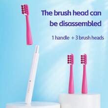 1pc Adult Soft Bristle Toothbrush With 2 Replaceable Brush Heads - Multicolor - View 8
