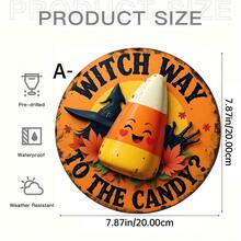 1PC 2D Flat Hanging Decoration Of Candy On The Witch Road - Old Time Halloween Theme, Candy Corn With A Smile, Witch Hat And Autumn Leaves - Perfect For Family, Living Room, Bathroom, Bedroom, Garage, Bar, Cafe - Ideal For Holiday Decoration, Halloween Decoration - Acrylic-round - View 19