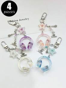 4 件/3 件/2 件千禧风格，爱上音乐，金属质感，耳机设计，多功能手机链吊坠，钥匙扣，背包挂件，Guka 挂件，适合日常搭配，可作为节日礼物送给家人、朋友、恋人、同学、友情礼物汽车配件可爱哥特 Y2k - 彩色 - 查看 2