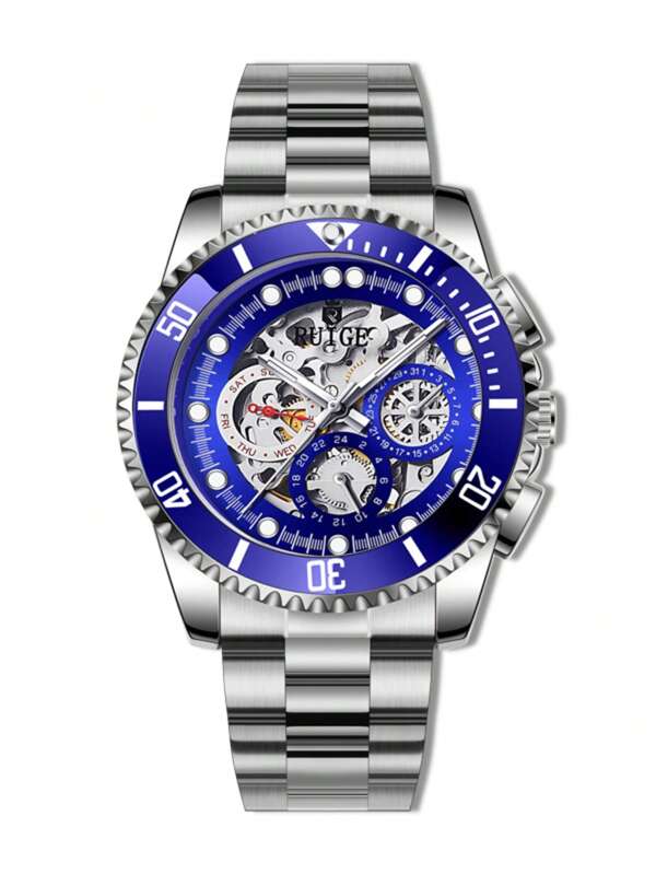 Reloj de negocios mecánico automático con esfera hueca para hombres, reloj de pulsera de moda Luminous