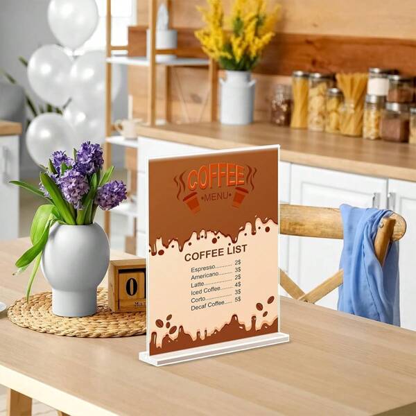 1PC/2PCS Acrylic Sign Holder, Double Sided Sign Holder Stand, Plastic Sign Holder, Table Paper Holder, Vertical Menu Flyer Stand, T Shape Table Flyer Holder