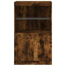 Küchenmöbel Sideboard mit LED-Beleuchtung Rauch-Eiche 60,5x37x100 cm Modernes Sideboard Vielfältige Verwendungsmöglichkeiten, Esszimmer/Küche