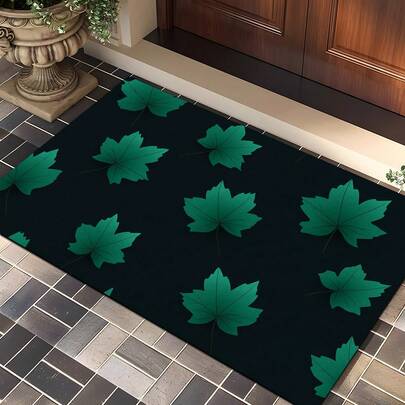 1pc Beautiful Ins-Style Autumn Atmosphere Maple Leaf Pattern Printed Doormat, 650g Crystal Velvet + TPR Silicone Rubber Bottom, 0.5cm Thick, Classic European And American Autumn Pastoral Festival Elements Soft Small Carpet, Suitable For Outdoor, Entrance, Living Room, Bedroom, Laundry Room, Bathroom, Machine Washable All Season Small Entryway Mat, Home Decor