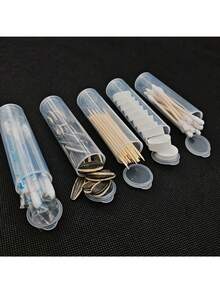 1/2/3/5pcs Sewing Needle Storage Tubes With Lids - Ideal For Embroidery, Felt And Sewing, DIY Gifts, Sewing Supplies And Accessories; Toothpick Storage Box; Cotton Swab Storage Bucket; Alcohol Wipe Plastic Container; Plastic Storage Jar; Compressed Wet Wipe Bucket - Multicolor - View 8