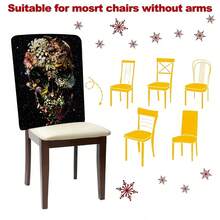 1 pièce/4 pièces/6 pièces/10 pièces Housse de chaise en peluche courte imprimée de fleurs et de crânes pour Halloween, housse de chaise amovible en tissu peluche courte, protecteur de de chaise, housse décorative de chaise de salle à manger, convient pour toutes les saisons, housse de chaise décorative pour salle à manger, salon, maison, avec protection du , convient pour restaurant, bureau, salon, hôtel et décoration de la maison - ZYBT-047 - Voir 9