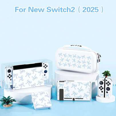 配件：蝴蝶结设计，兼容新款 Switch 2 (2025)，NS2/Switch OLED/Switch Lite 保护壳，收纳袋，卡槽底座保护套，游戏卡盒，兼容 Switch 玩家的最佳礼物，情人节浪漫礼物