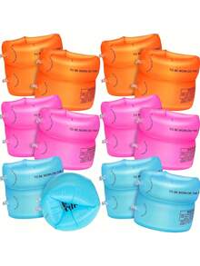 2pcs/Set Children Inflatable Arm Bands - Durable PVC Swimming Pool Floats, Orange, Pink, Blue And Light Blue - Multicolor - View 4
