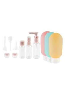 Living And Home 11-Piece Travel Bottle Set - Leakproof Portable Toiletry Kit With Funnel & Labels - Yellow + Pink + Blue - View 2