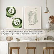 2 Stücke/Set ungerahmte grüne Gepard Glückszahl 8 Billard Y2K Preppy Kunstplakate ästhetische kleine Raumdekoration bunte Leinwanddrucke minimalistische Wandkunst für Studentenwohnheime, Studentenappartements, Wohnzimmer, Schlafzimmer, moderne Wohndekoration, Poster, Wandkunst, Raumdekoration, Herbst, Halloween, modern, Zitate (optionaler Rahmen)