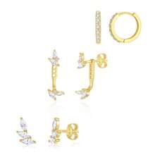 3 Paar Ohrringe im Schmetterlingsdesign aus hypoallergenen Materialien für Frauen, modisches Ohrstecker Set für mehrfache Piercings, Geburtstagsgeschenk, Styling-Accessoire