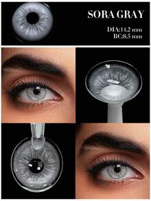 Lalens 1 Pair Of Colored Contact Lenses Norko Brown Coloured Contact Lens To Enlarge Your Eyes Soft Graduation Holiday Summer Fall Autumn Wholesale Of Color Contacts For Eye Beauty Makeup Cosmetic Small Pupil Color Contacts Lens Travel Outdoors School Campus 14.2mm 14.5mm Yearly Use Fashion Grey Lenses New Arrival With Free Lens Case Halloween Costume Cosplay - Yearly Disposable - View 6