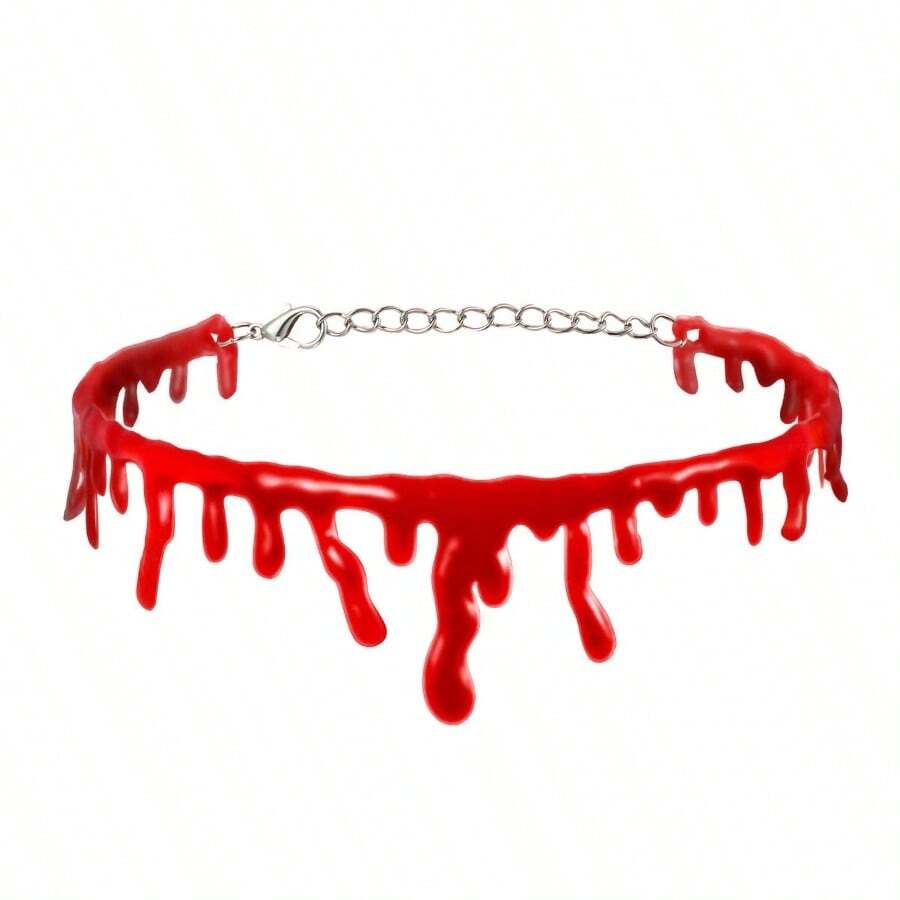 1 pieza Collar de estilo oscuro y sangriento de vampiro de horror para decoración de Halloween, collar de sangre falsa personalizada y creativa para KTV, casa embrujada