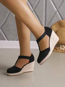 Fashionable & Versatile Silver Breathable Bowknot Strap High Heel Pumps - Black - View 3