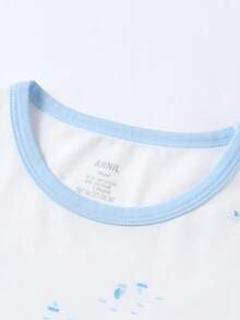 Annil Children's Clothing For Girls, Girls, Boys, Girls, Teenagers, Autumn Shirts And Pants Sets, Home Thermal Clothing Base, Autumn Shirts And Pants - Blue and White - View 4