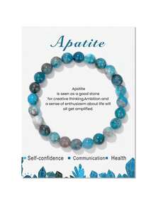 1 件天然水晶手链，男女适用 - 8 毫米半宝石串珠手链，愈合弹力圆珠手链，男女通用珠宝礼物