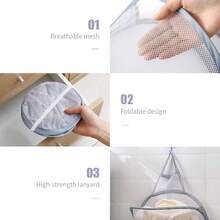 1pc Large Hanging Laundry Basket Storage Bag Foldable Organizer For Dirty Clothes Meshcloth Multi-Pocket Clothing Toy Storage Home - Multicolor - View 6