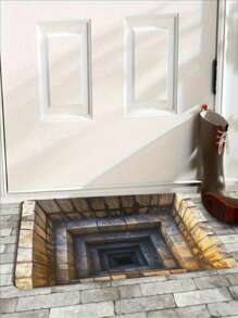 3D Brick Design Non-Slip Door Mat - Durable Rubber Base, Easy To Clean, Indoor/Outdoor Use, Magical Stone Stair Design For Entryway, Bedroom, Laundry Room - Decorative Welcome Mat, Holiday Gift, Door Mat, Indoor Outdoor Mat, Staircase Design, Easyclean Material - 彩色 - 查看 1