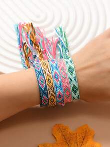 12pcs/Set Bohemian Friendship Bracelets, Machine Knitted & Handwoven, Vintage Nepali Handmade Bracelets Suitable For Beach & Resort - Multicolor 2 - View 2