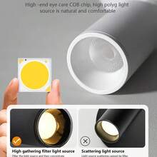 Versatile LED Spot Light, Magnetic Wall Light With 3 Color Modes & Adjustable Brightness - Touch Control, Easy Install, Perfect For Plants & Artwork - USB Rechargeable Battery - Ideal For Bedrooms, Living Rooms, And Hallways, Wireless Hole Free, 360 ° Rotating Touch Control - White - View 5