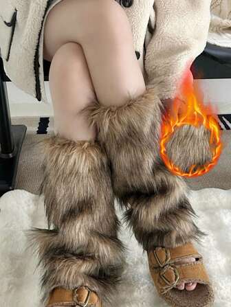 1 Pair Of Comfortable Faux Fur Leg Covers - Y2K Style Boot Mouth Covers, Breathable And Warm, Suitable For Party And Party Outfits In Winter And Spring, Furry Leg Covers