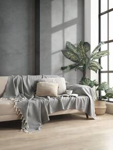 沙发套 170x230 厘米 | 100% 纯棉，防滑设计，透气柔软质感 | 优雅实用 | 土耳其制造 - 卡其色 - 查看 1