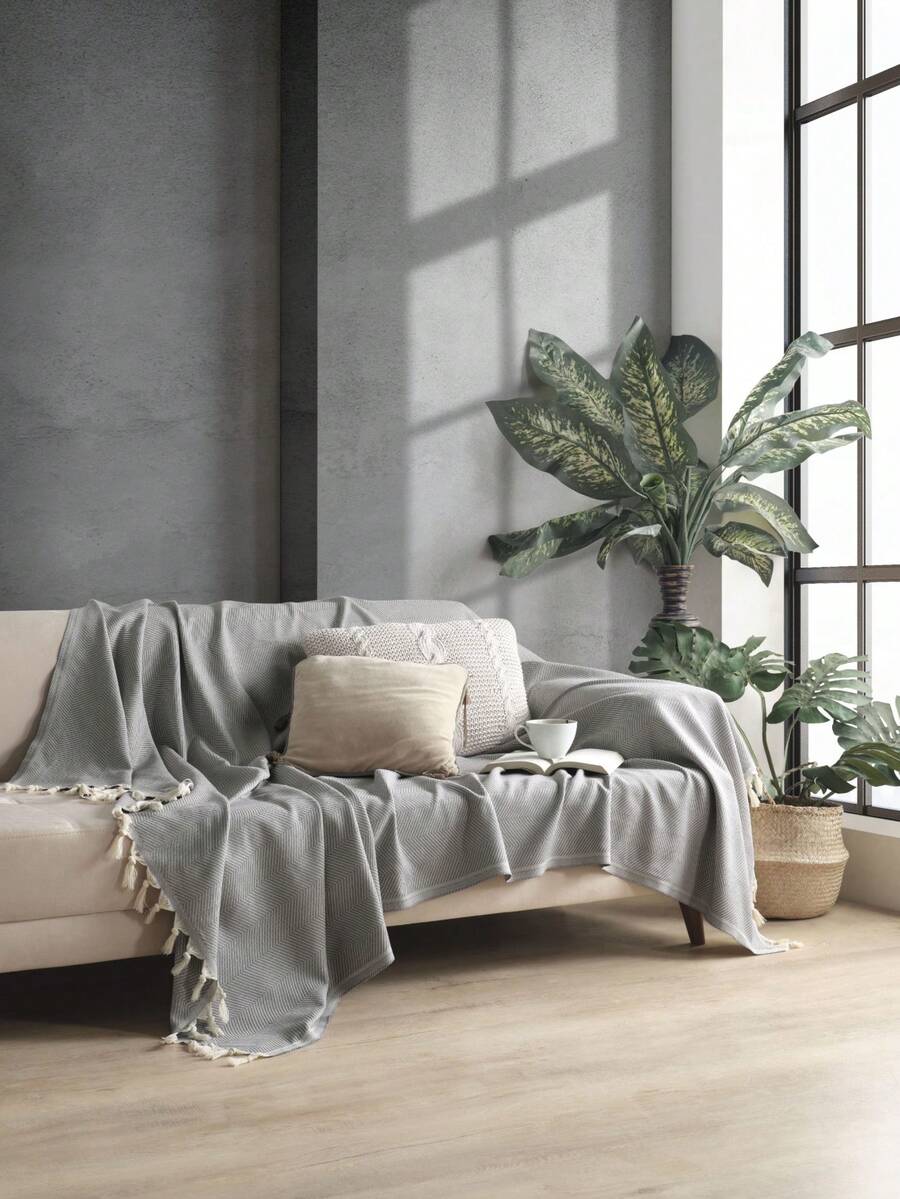 沙发套 170x230 厘米 | 100% 纯棉，防滑设计，透气柔软质感 | 优雅实用 | 土耳其制造 - 卡其色 - 查看 1