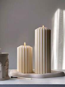 4 件套条纹圆柱蜡烛硅胶模具 DIY 3D 罗马柱设计香薰蜡烛模具环氧树脂铸造模具，家居装饰 - mold - 查看 8