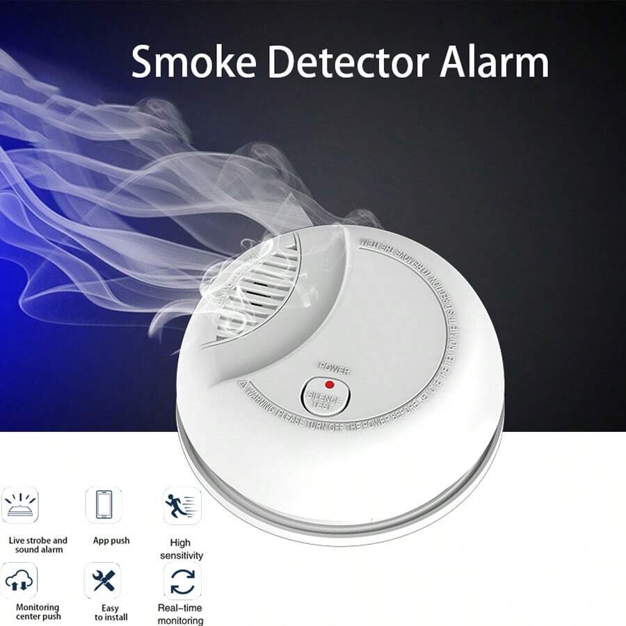 3 Packs Smoke Detector Fire Alarms 9V Battery Operated Photoelectric Sensor Easy To Install With Light Sound Warning, Test Button,9V Included For Home Hotel