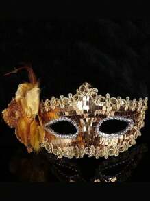 1 件万圣节公主舞会面具，电镀彩绘侧花半脸百合面具