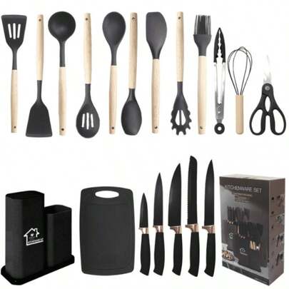 Juego de cuchillos de cocina de 1550 g, 19 piezas