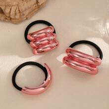 3 件几何图案休闲锌合金装饰发圈/发带，适合女性日常佩戴，马尾辫夹，发圈，发橡皮筋，发绳，发饰