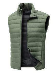 Gilet spesso da uomo per attività all'aperto, giacca smanicata casual con collo alto, per primavera e autunno