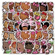 SANRIO 56PCS Cute Black Skin Stickers Kawaii Creative Cartoon DIY Decorative Decals Phone Laptop Diary Guitar Stationery Waterproof Stickers - Multicolor - View 1