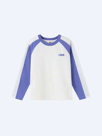 Annil Children's Clothing For Girls, Girls, Boys, Children, Teenagers, Round-Neck Long-Sleeved Knitted Sweaters, T-Shirts, Color-Blocking Base Shirts, Autumn