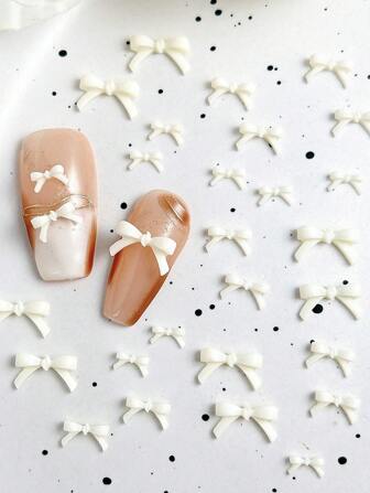 25 st. beige 3D mini balett rosett nagelkonst dekorationer hartsband blandade storlekar gör-det-själv tillbehör nageltillbehör nagelsmycken nagelstenar