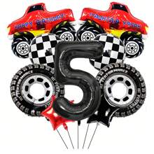 9pcs 40inch Black Large Digital Balloon Package Pickup Truck Racing Car Birthday Themed Balloon Scene Decoration