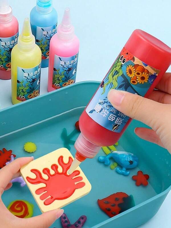 Set de regreso a la escuela/DIY, herramientas de dibujo para liberar la imaginación, pegatinas de membrana de varios animales para decorar bolsas y mejorar la memoria, Magic Water Sprites Water, set de juguetes líquidos con brillo perlado para niños y niños pequeños, materiales DIY de manualidades y juguetes