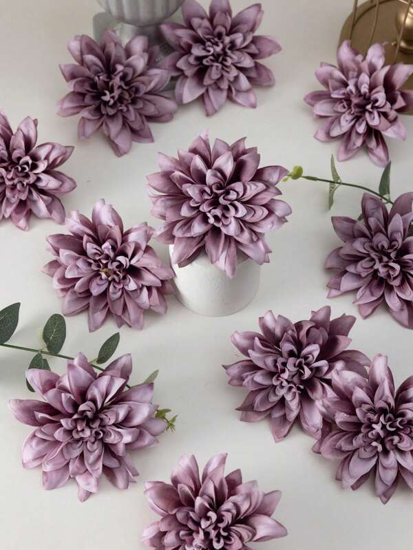 MEHELANY 12/5 قطعة من الداليا الاصطناعية البنفسجية، زهور مزيفة مع سيقان، نباتات مزيفة لديكور الغرفة، ديكور الخريف، ديكور مركز الحديقة، الحفلات، الهدايا، زهور معصم العروس، عيد الحصاد، ، ديكور الزفاف، اكسسوارات ديكور خلفية جدار الزهور DIY، ديكور ساحة الباب الأمامي