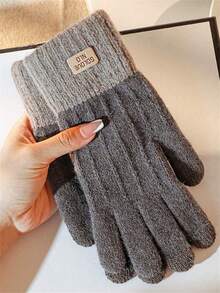 1 Pair Unisex Winter Warm Knitted Gloves - Touchscreen Compatible, Elastic Cuffs, Multi-Color Options, Suitable For Outdoor Leisure And Holiday Gifts (Christmas, Halloween, Thanksgiving), Soft Material