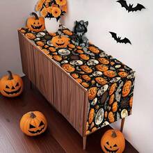 1pc/4pcs Halloween Linen Table Runner Placemats, Easy Clean Breakfast Mats For Kitchen, Home, Restaurant Decor With Pumpkin, Witch, Ghost Patterns Suitable For Kitchen, Dining Room, Living Room, Bathroom - Multicolor - View 23