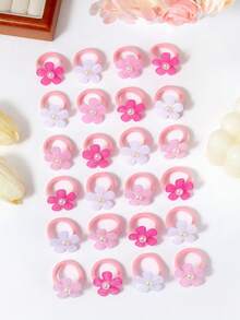 12 件粉色花卉发圈，带有精致珍珠花朵设计，可爱温柔的发带，适合女孩的弹性发带，派对和日常佩戴发饰 - 彩色 - 查看 6