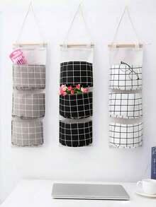 1 件加厚壁挂式悬挂收纳袋，简约网格式多口袋设计挂袋，耐用可折叠床头收纳袋，适用于家庭、宿舍和装饰，节省空间的设计收纳袋，门后收纳袋，适合万圣节礼物 - 彩色 - 查看 1