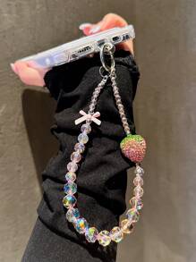 1 pieza Cordón de cristal de fresa con estilo coreano, adecuado para accesorios de decoración de teléfono, earphone, bolso