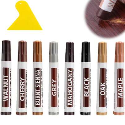 复合地板维修套装带加热笔，木质乙烯基地板家具维修套装油毡维修硬蜡补漆笔覆盖划痕、污渍、裂缝、门、橱柜、桌子孔洞