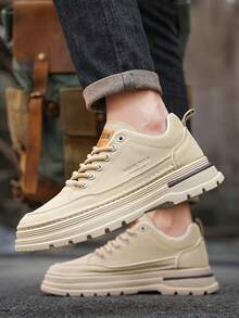 Zapatillas deportivas de estilo industrial de dos tonos con suela exterior con relieve de logotipo doble, forro de malla transpirable, suela ligera de estilo retro con cordones, apropiadas para cafeterías y mercados antiguos, con detalles metálicos, para todas las temporadas