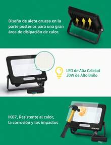 Aigostar Focos LED Exterior 30W 2450LM, Foco Proyectore LED Exterior Impermeable IP65, 42 LEDs, 6500K Blanco Frío para Garaje,Jardín,Patio,Parque, 2 Piezas