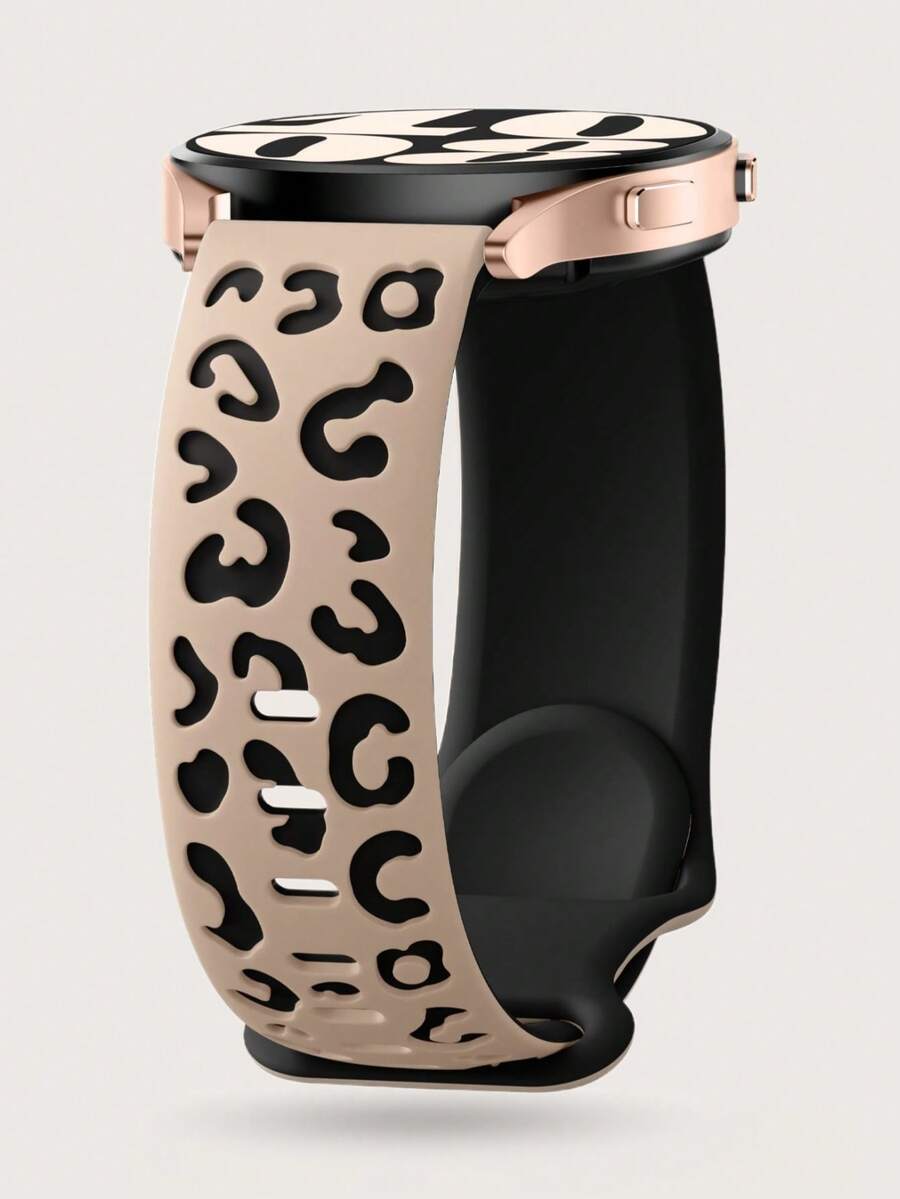 20毫米双色豹纹雕刻软硅胶运动表带，兼容三星Galaxy Watch 7/6/5/4（40毫米/44毫米）、5 Pro、6 Classic（47毫米）、Watch 4 Classic、Active 2（20毫米/45毫米）、Galaxy Active 2、Galaxy Watch 3、Watch 4 Classic（42毫米/46毫米）、Watch 6（47毫米/43毫米）；20毫米猎豹纹替换表带，兼容华为、荣耀、佳明、Amazfit手表表带。